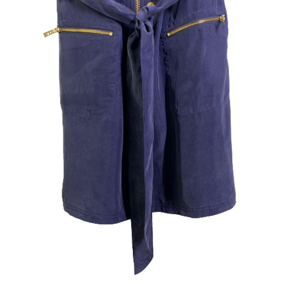 ALICE BY TEMPERLY Navy Blue Alva Silk Mini Shirt Dress - Picture 9 of 16